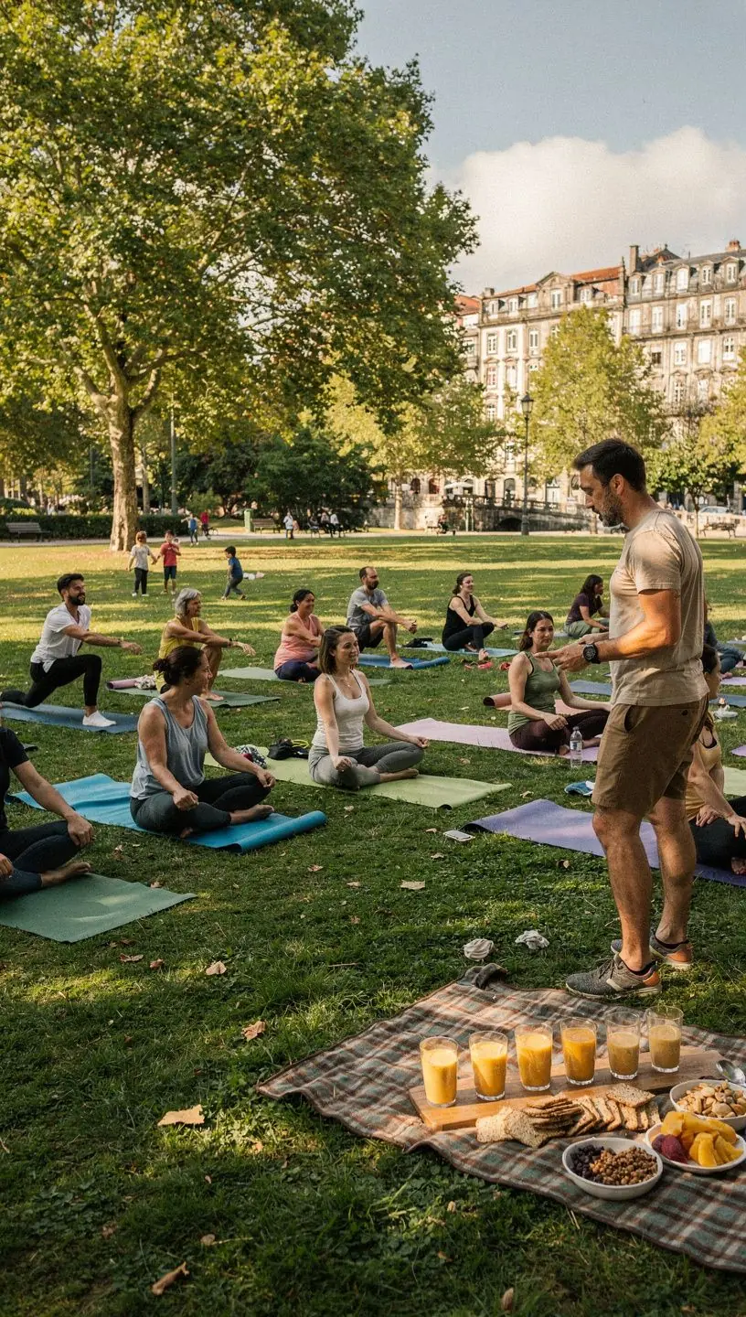 Prato colorido de frutas frescas, incluindo kiwi, morango e abacaxi, decorado com sementes.